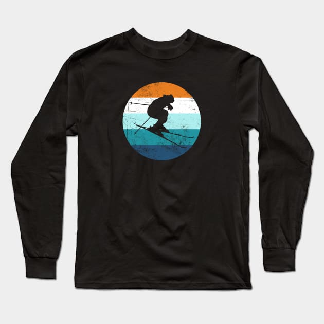 Vintage Skier Silhouette Long Sleeve T-Shirt by jpmariano